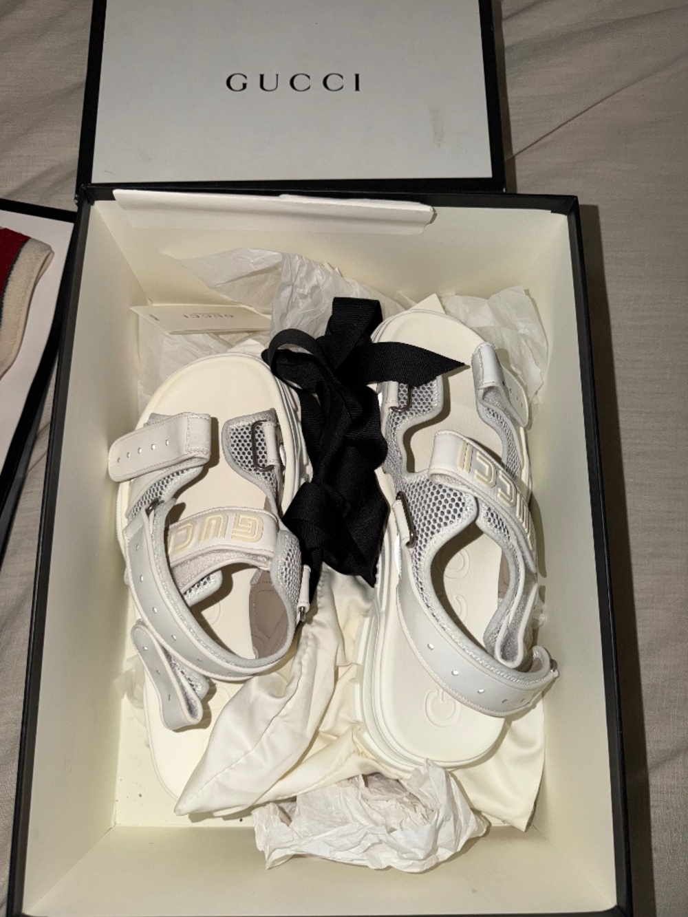 Gucci white mesh sandals